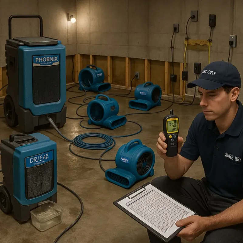 Structural Drying and Dehumidification process in Burnham, ME